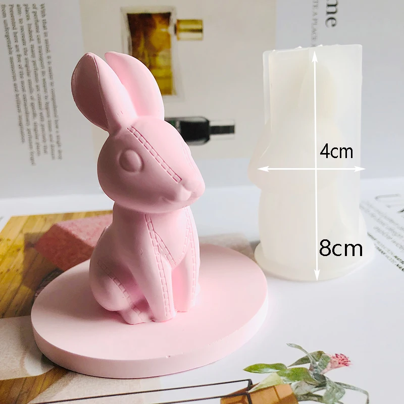 Бетон силиконовые формы 3D Кролик глина плесень подходит для гипса цемента ремесла кролик свечи формы украшения