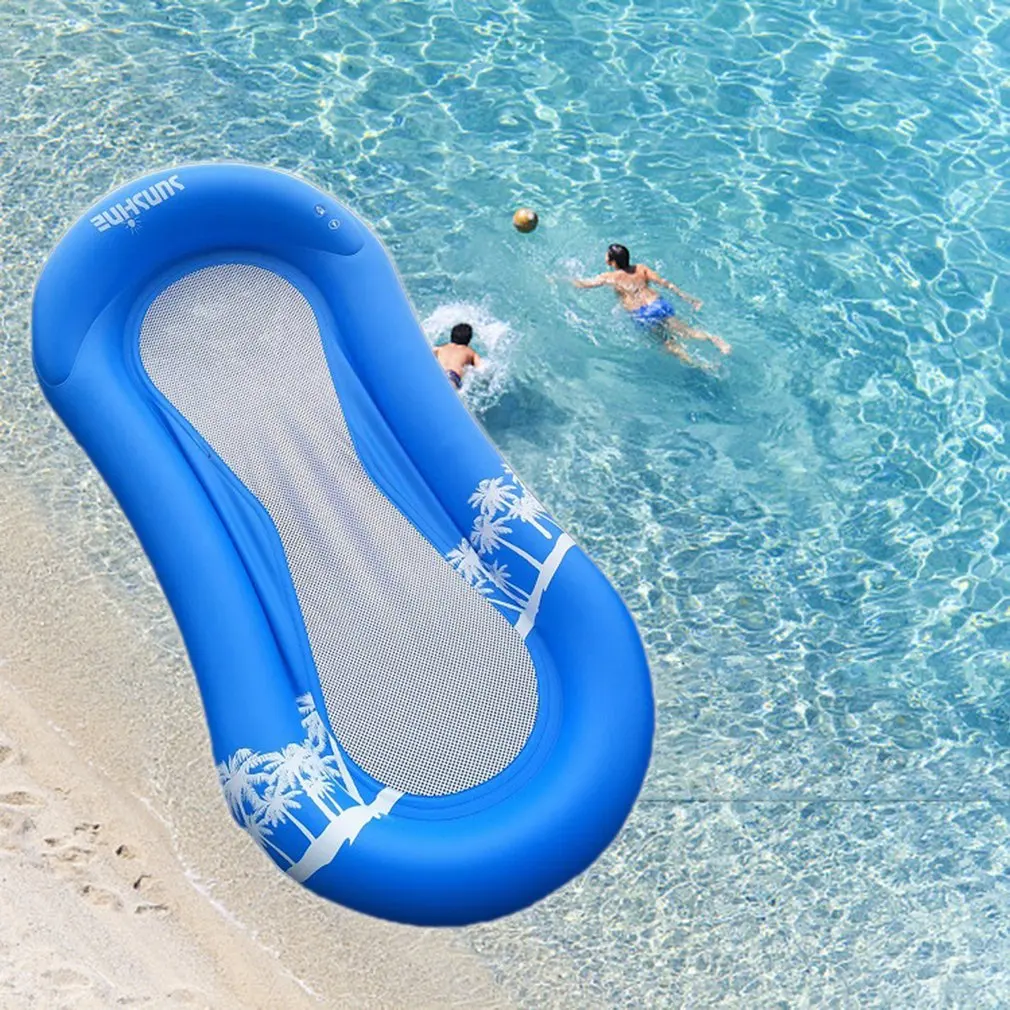 buy Inflatable Floating Water Bed Mesh Bottom Water Hammock Lounge Chair Swimming Pool Supplies Water Floating Air Bed Dropshipping