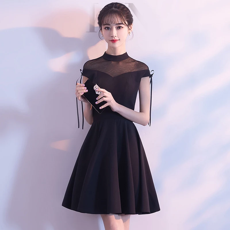 Черное свадебное платье Cheongsam модный элегантный в китайском стиле короткий Qipao