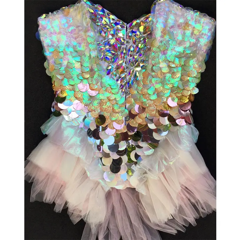 

Hand-stitched full crystals Sequins Bodysuit Lace sexy tube top Stage Performance Costumes luxurious Rhinestones Leotard