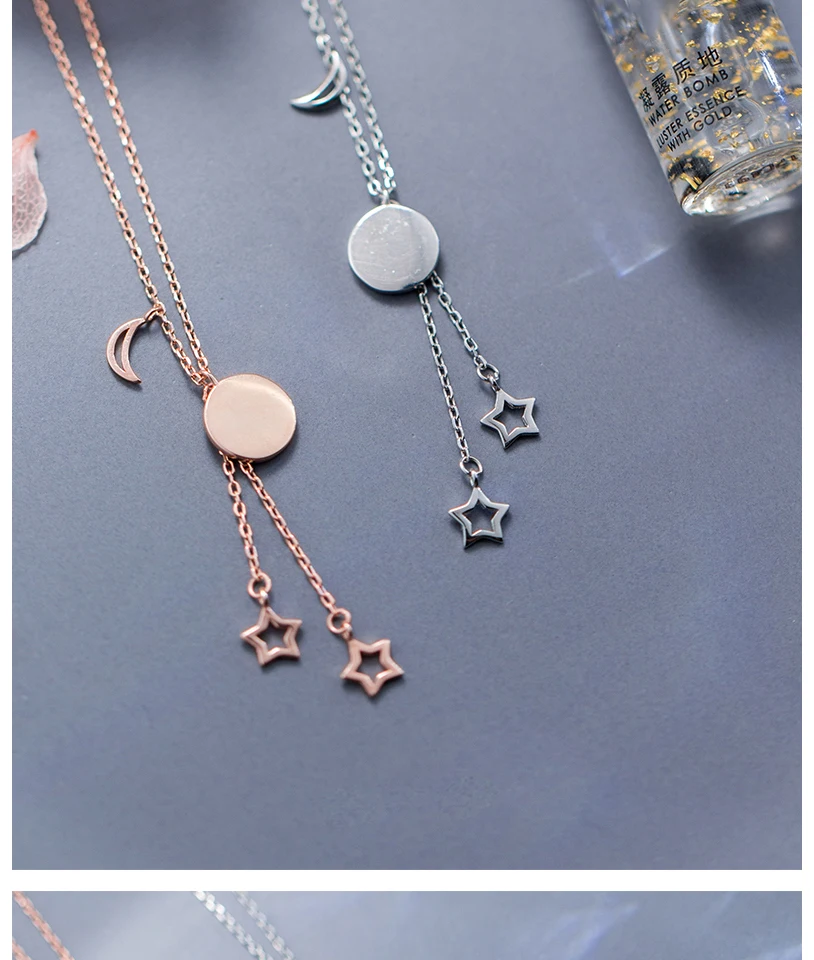 New Exquisite 925 Sterling Silver Moon Stars Necklaces & Pendants For Women Romantic Girls Sex Party Choker Jewelry Accessories (2)