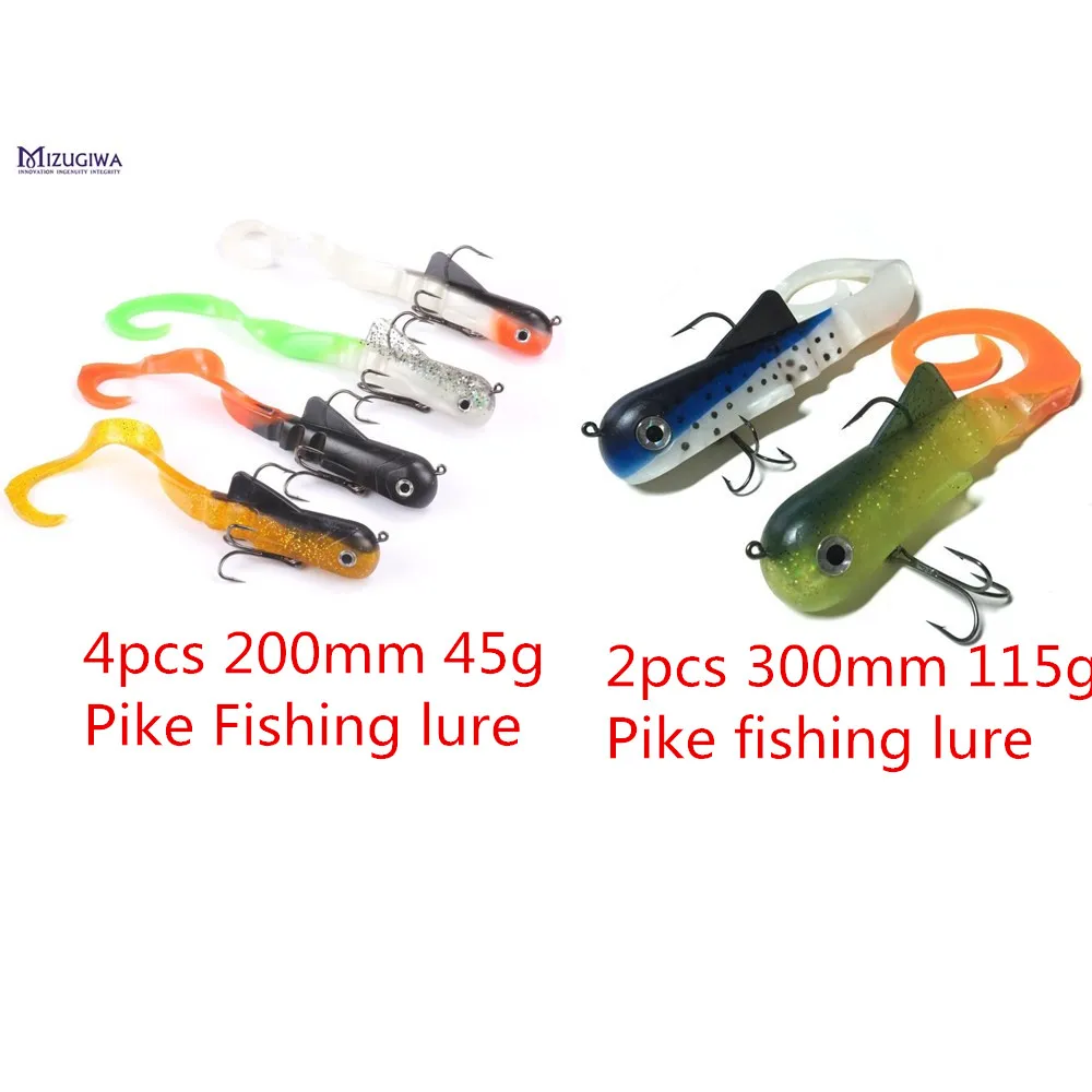 

6PCS Mizugiwa MIX Unicorn Dawg Pike Musky Fishing Game fish Lure Soft Plastic Crank Jerk Bait Shallow Pike Leurre Souple Pesca