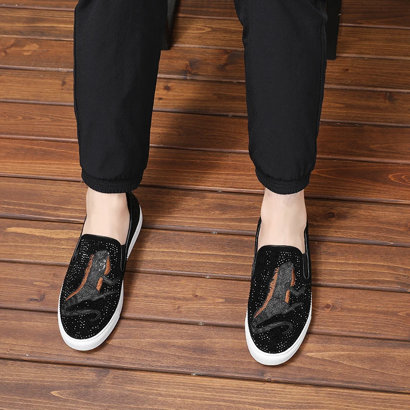 Дизайнерская Роскошная брендовая мужская обувь с вышивкой в виде животных; модные лоферы; мужские кроссовки из натуральной кожи без шнуровки; Прямая поставка