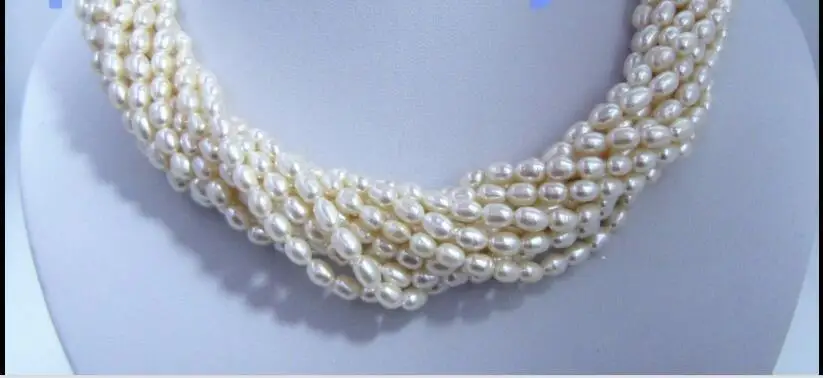 

10 row AAA 6 mm NATURAL SOUTH White PEARL NECKLACE 18 INCH