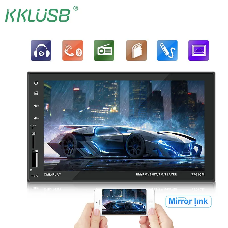 

Car Radio Player Mirror Link Autoradio 2 din General Car Models 7'' inch LCD Touch Screen Bluetooth Auto stereo Rear View Camera