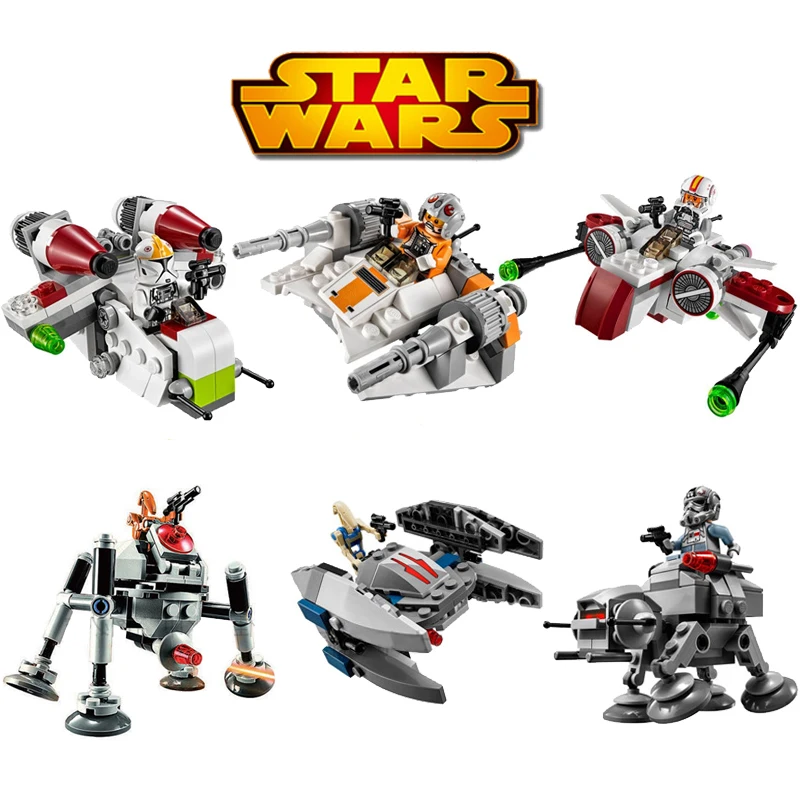 

6pcs/lot Star Wars MICROFIGHTERS Republic Gunship ARC-170 Starfighter Building Blocks Legoings Bricks Model Toys For Chlidren