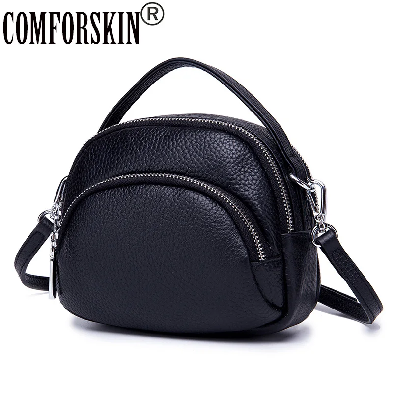 

COMFORSKIN New Arrivals Three Zippering Compartment Cross-body Bag Genuine Leather Feminine Messenger Bags Brand Women Handbag