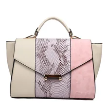Fashionable Design Style women totes handbags with snakeskin panel Uses three contrasting colours in gorgeous combinations.