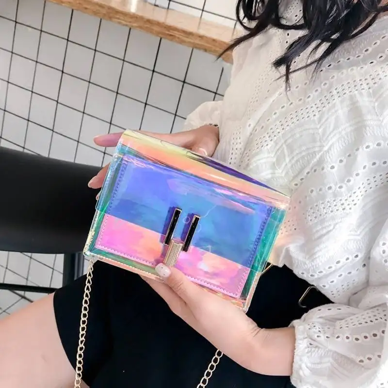 

2pcs Fashion Transparent Clean Chain Crossbody Clutch Shoulder Bags For Women 2019 Female Girls Mini Messenger Bag Sac A Main