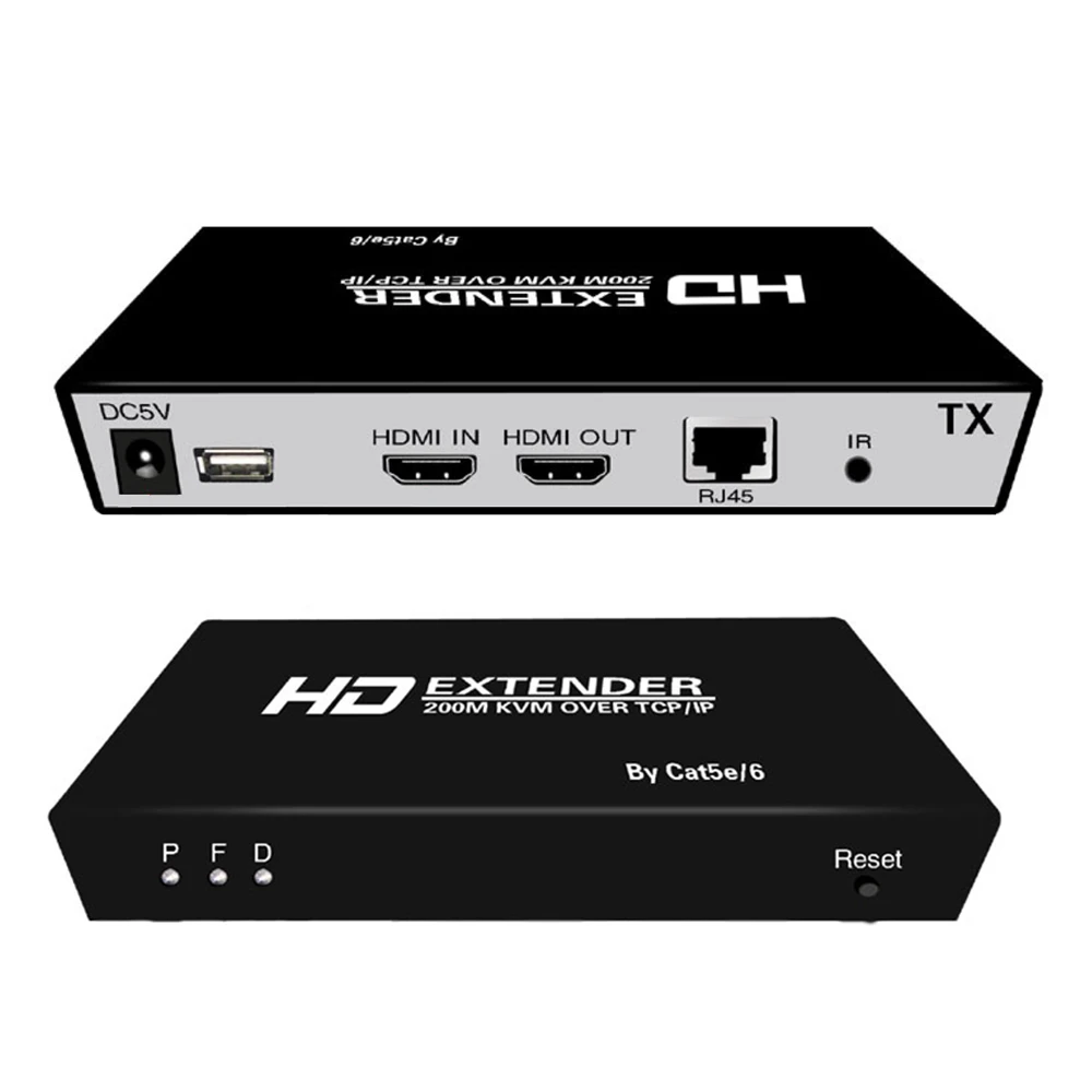 HDMI KVM удлинитель 200 м USB HDMI IR KVM удлинитель от CAT5e/6 Поддержка TCP/IP Поддержка одного режима точка-ко-много и Каскадное подключение