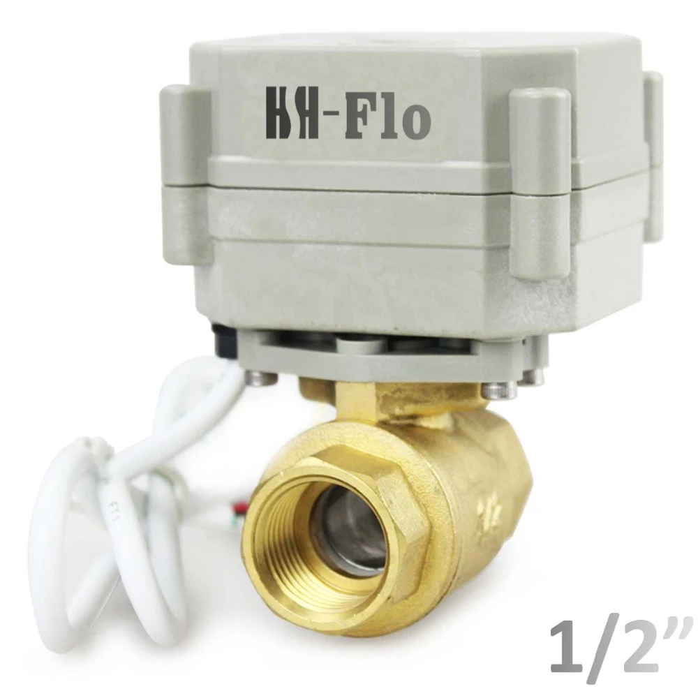 HSH-Flo Brass 3 Way 12VDC 1/2 DN15 CR5-01 5 Wires On/Off Control Electrical Motorized Ball Valve 