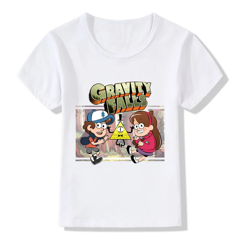 Забавная детская футболка с рисунком Гравити Фолз Мэйбл Диппер повседневные топы для мальчиков и девочек детская Милая футболка HKP2167