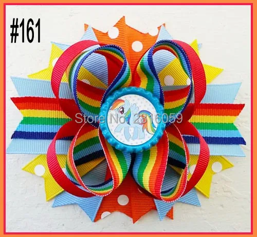 

free shipping 24pcs 4.5" Inspired Boutique Layered Hair Bow birthday hair bows girl hair clips -D