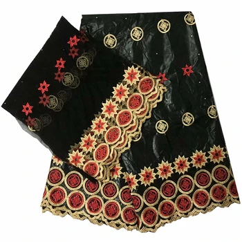 

African Bazin Riche Lace Getzner 2019 Black Red Gold Embroidered Indian Bridal French Cotton Lace Nigerian Lace Fabric For Dress