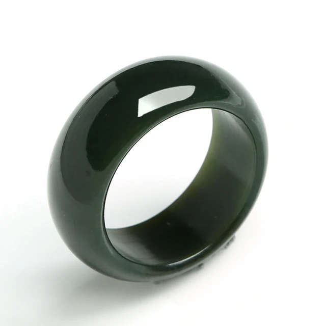 Genuine black jade and nephrite jade natural graphite rings oily