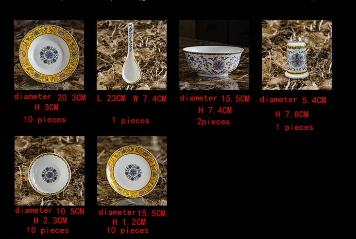 Наборы посуды, набор посуды, бытовая эмалированная посуда, высококачественный костяной фарфор
