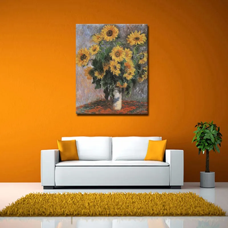 

Hand Made Reproduction Sunflower By Claude Monet Famous Oil Painting On Canvas Handpainted Flower Paintings For Wall Decoration
