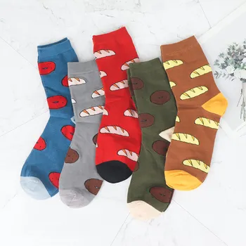 

Men Donut Bread Food Design Cotton Sock Casual Fashion Sock Autumn Winter Warm Crew Sock Gift Lovely Cartoon Pattern Socks Sox