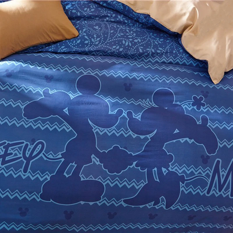 Синий Микки и Минни Маус постельные принадлежности хлопок постельное бельё 3D постельное белье 3/4 шт. одного queen размера для детей девушка 600tc постельных простыней «Галактика»