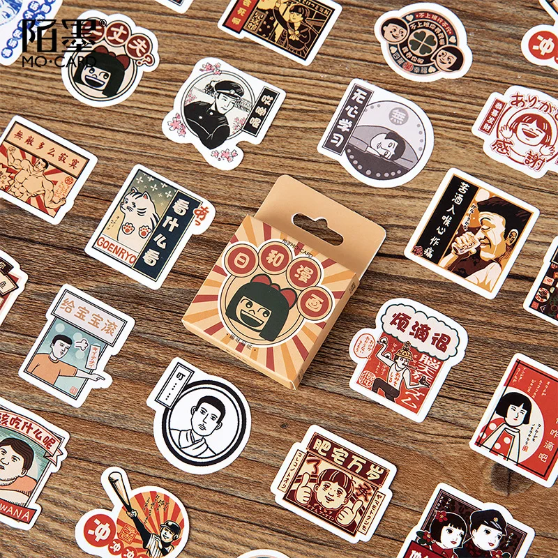 

Vintage Japanese Cartoon Paper Small Diary Mini Cute Box Stickers Set Scrapbooking Kawaii Flakes Journal Stationery