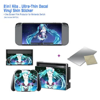 

NS NX Accessories, Vinyl Cover Skin Stickers + Screen Film Protector for Nintendo Switch Console 0318