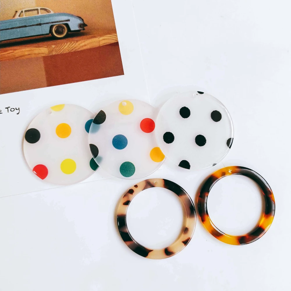 

Acetic Acid Eardrop Round Circle Loop Earring Accessories Pendant Necklace Charms Diy Handmade Material 6pcs