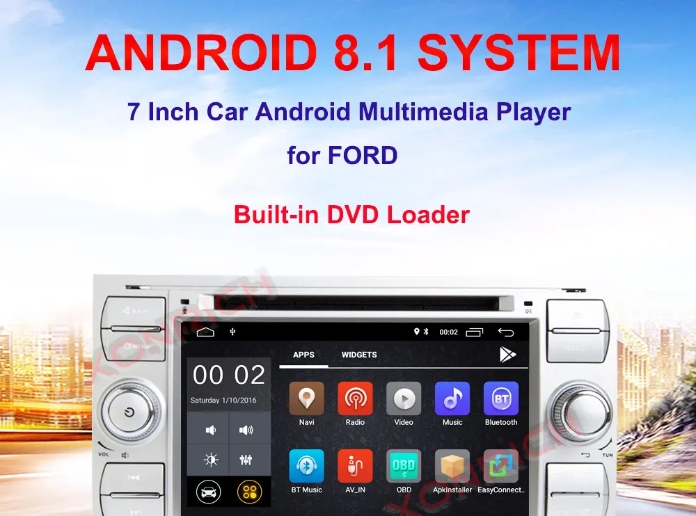 Sale Car Multimedia Player 2Din Car Radio GPS Android 8.1 32GROM For Ford Focus 2 Mondeo 4 C-Max S-Max Ford Fiesta Kuga Fusion Galaxy 7