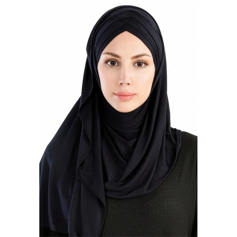 women plain bubble cotton jersey scarf Head hijab wrap solid instant shawls foulard femme muslim hijabs store ready to wear