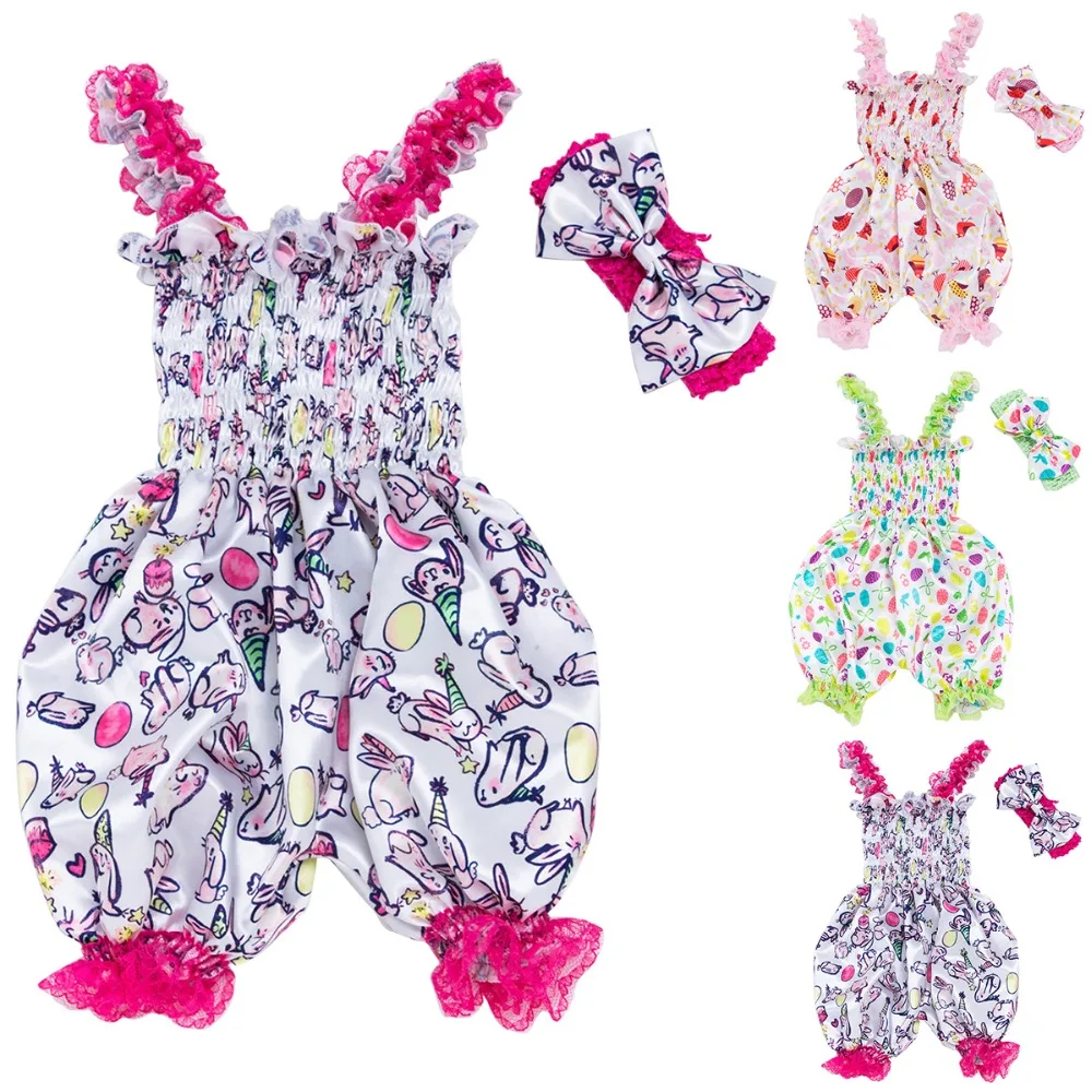 

2019 Brand New Toddler Infant Newborn Kids Baby Girl Romper Headband 2Pcs Sets Sleeveless Jumpsuit Children Summer Clothing