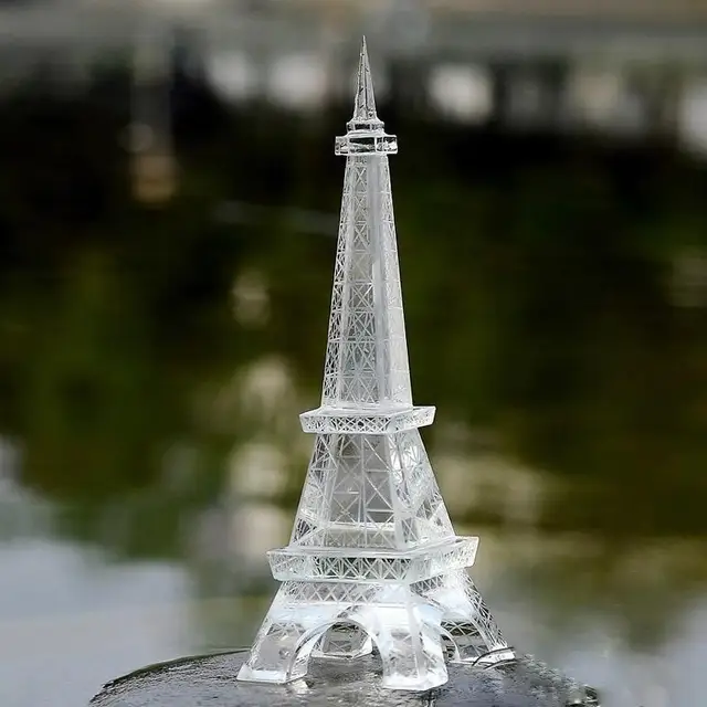 Clear Rare Crystal Glass Eiffel Tower Model Figurines Paperweights 2