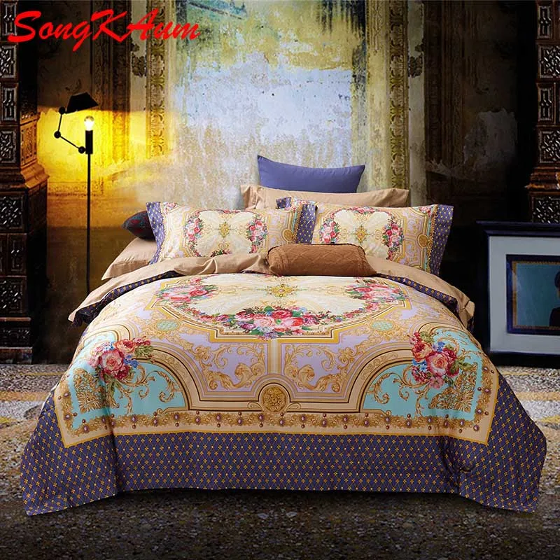 Luxury Tribute Silk Pima Cotton 4pcs Bedding Set Noble Palace