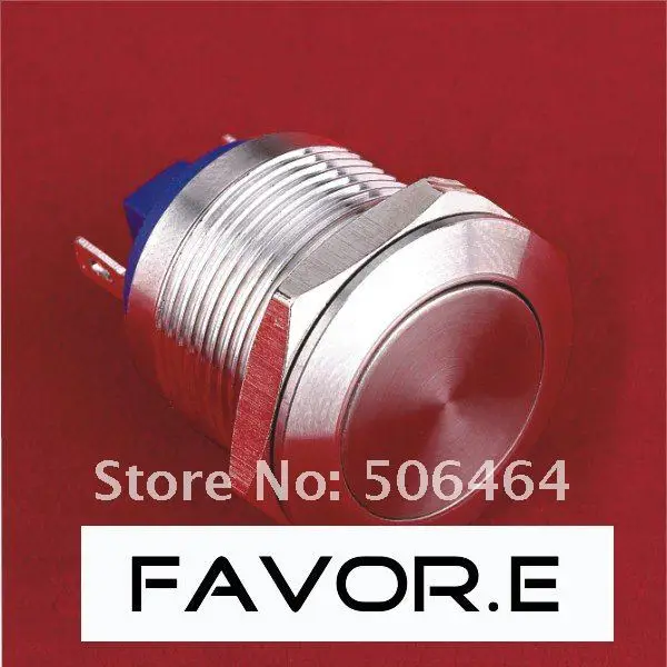 

* Stainless steel 19mm IP65 car horn Momentary Push Button Switch Flat round PIN terminal