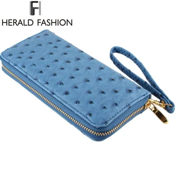 

Design Fashion Women Wallets with Strap High-grade PU Leather Ostrich Grain Wallet Purses and Handbags Clutch Carteras Mujer