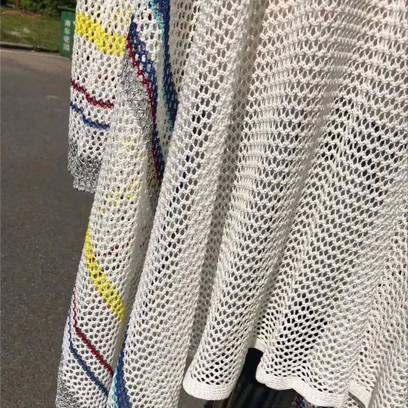 Boho Белый Трикотажный пляжный костюм с длинным рукавом кимоно плюс размер спереди