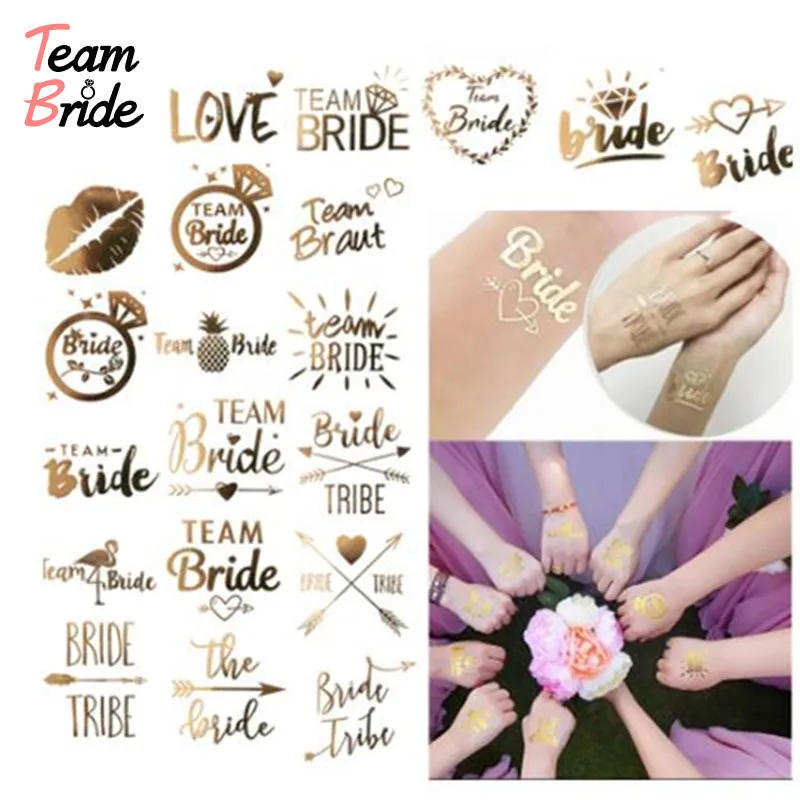 

Team Bride 10 pcs Bride To Be Bachelorette Party Squad Hen Party Tattoo Sticker Bride Tribe Bridal Shower Wedding Decoration