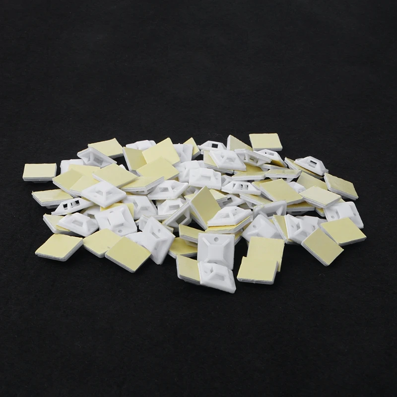 

New High quality 100pcs 20x20mm Self Adhesive Cable Wire Zip Tie Mounts Mounting Base Clamps Clip L15