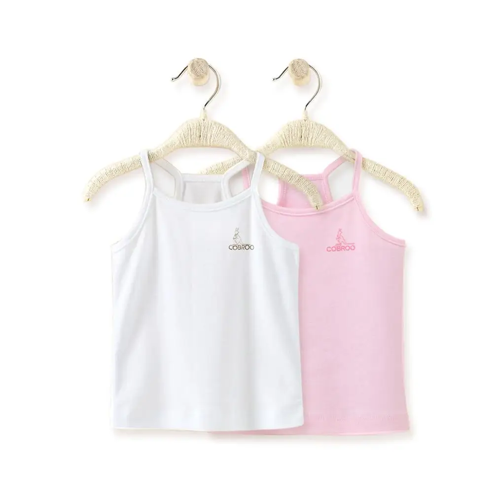 COBROO/майки хлопчатобумажные футболки без рукавов для маленьких девочек комплект из 2 предметов, майка От 2 до 5 лет для детей NY410002 - Цвет: 06Style White Pink