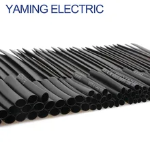 127pcs/lot Heat Shrink Tubing 7.28m 2:1 Black Tube Car Cable Sleeving Assortment Wrap Wire Kit with Polyolefin Assortment
