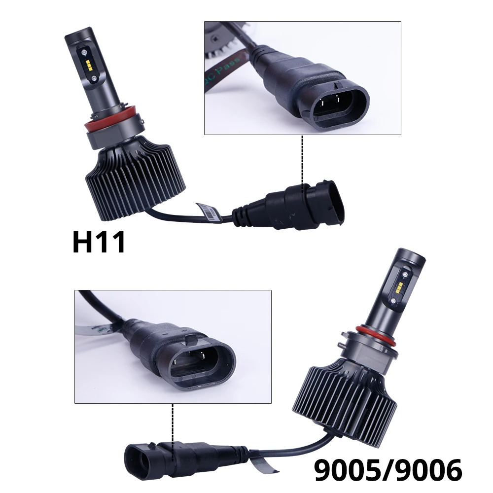 TC X 2 ШТ. H11 9006 9005 LED Автомобилей Фары Дальнего света Безвентиляторный 6000 К