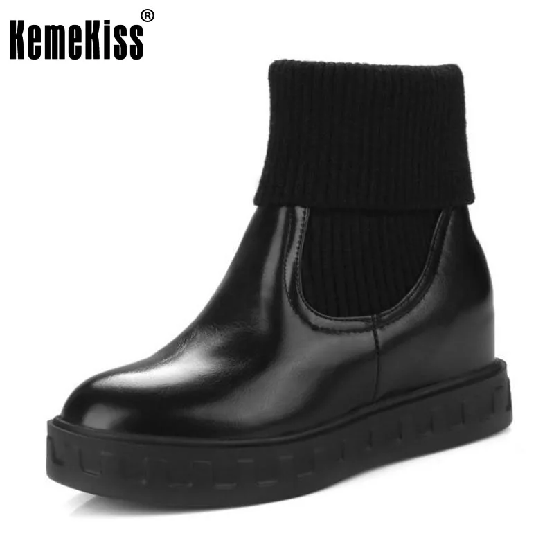

KemeKiss Size 34-43 Women Thick Bottoms Boots Warm Fur Half Short Boots In Cold Winter Shoes Mid Calf Boots For Women Footwear