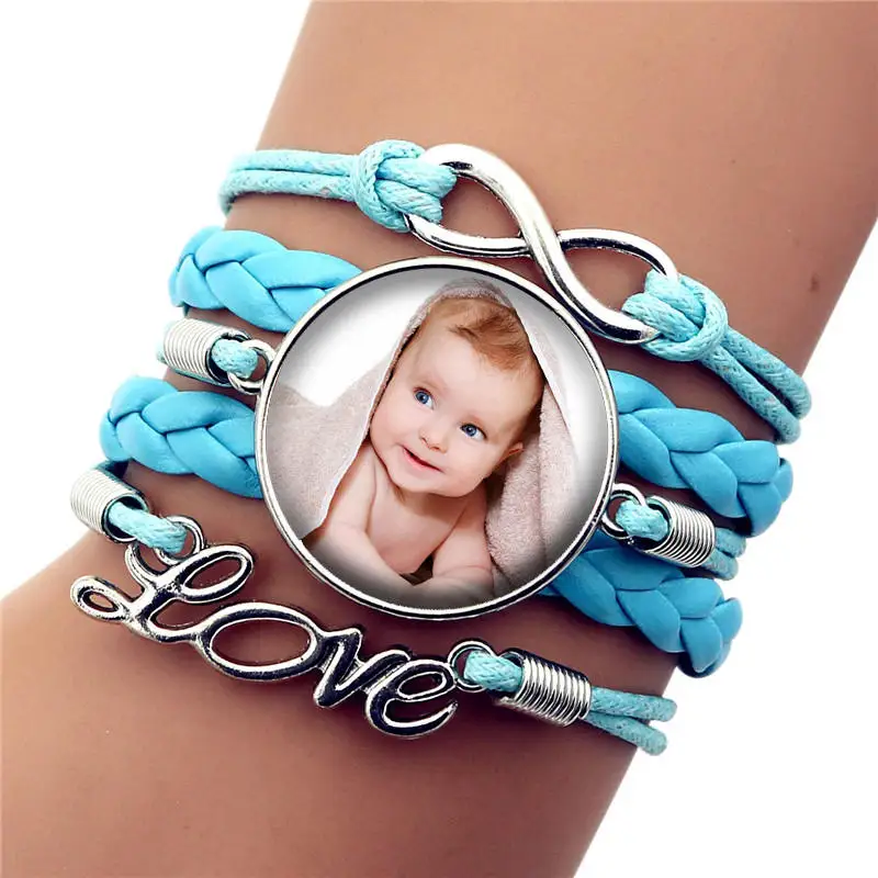 Индивидуальный Многослойный кожаный браслет, фото вашего ребенка, мамы, папы, дедушки, любимого человека, подарок для семейного украшения - Окраска металла: ZDY0007-7