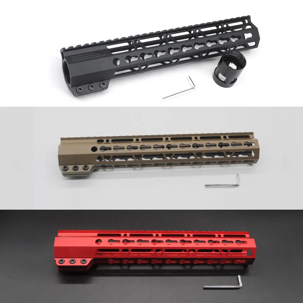 TriRock Black/Tan/Red 11'' inch Keymod Clamp Handguard Free Float Picatinny Rail Mount System Fit .223/5.56 Rifle AR-15/M4/M16 TriRock Black/Tan/Red 11'' inch Keymod Clamp Handguard Free Float Picatinny Rail Mount System Fit .223/5.56 Rifle AR-15/M4/M16