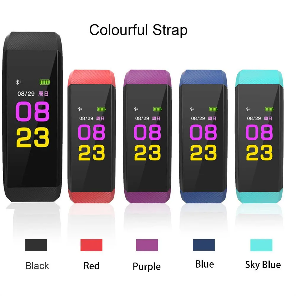 Smart Watch Bracelet Heart Rate Monitor Bluetooth LE 4.0 Smart Wristwatches for Android 115plus 0.96inch IPS Color Smart Watch