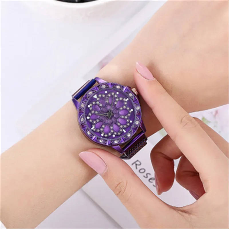 

New Fashion Watches For Women Rose Gold Time To Turn The Watch Starry Quartz Watch Geometric Casual Women Quartz Wristwatch muje