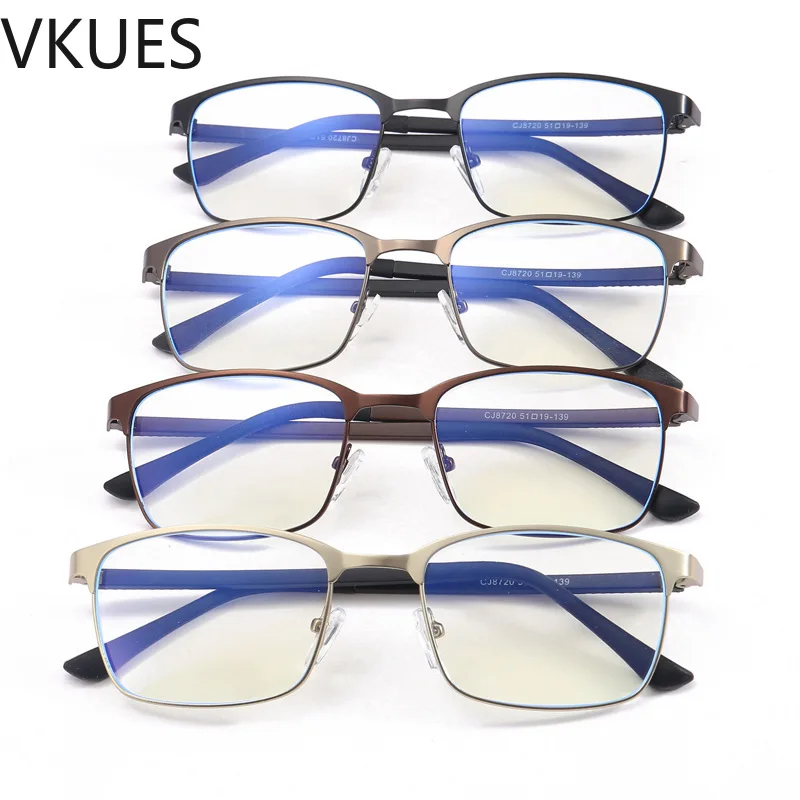 

VKUES Blue Blocking Glasses Computer Glasses Anti Blue Ray Metal Frame Square Transparent Reading Glasses Business Eyewear