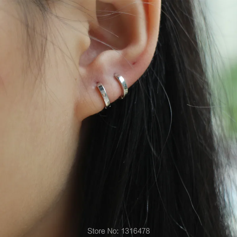 Маленькие серьги из стерлингового серебра 925 пробы, ушное кольцо с костями, необходимые деньги, диаметр 7 мм, гладкие ушные кости, маленькие ушные клипсы