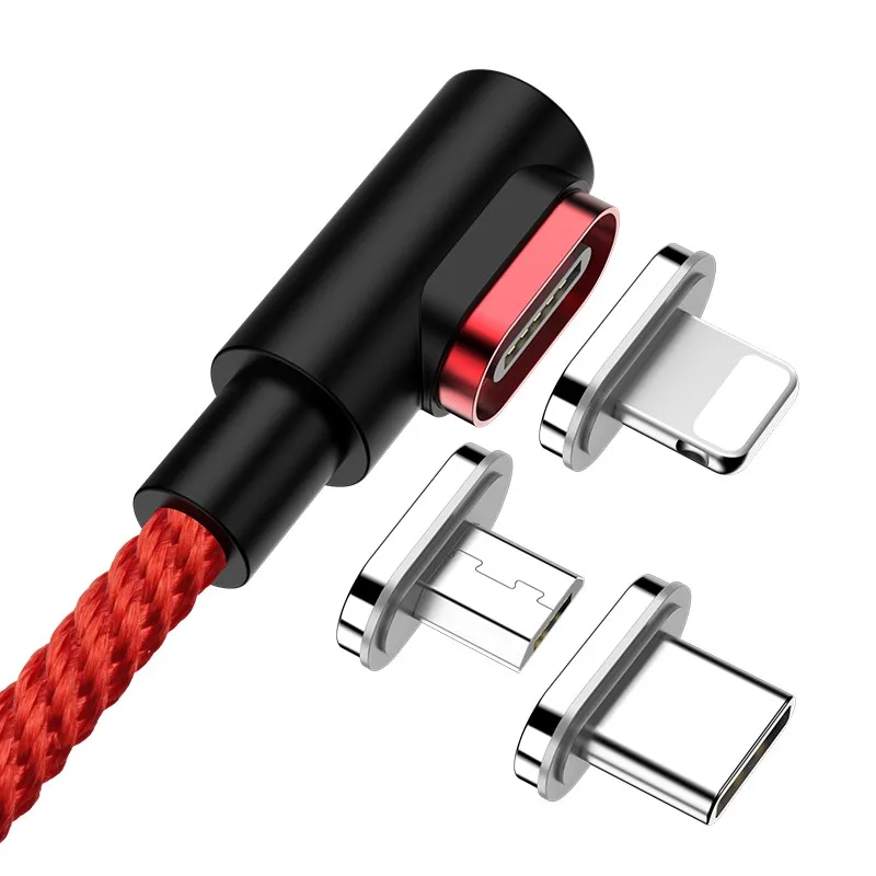 

90 Degree Magnetic Cable usb c Micro usb Type C Fast Charging Cable L-Line Micro usb Type-C Magnet Charger for iphone X xiaomi