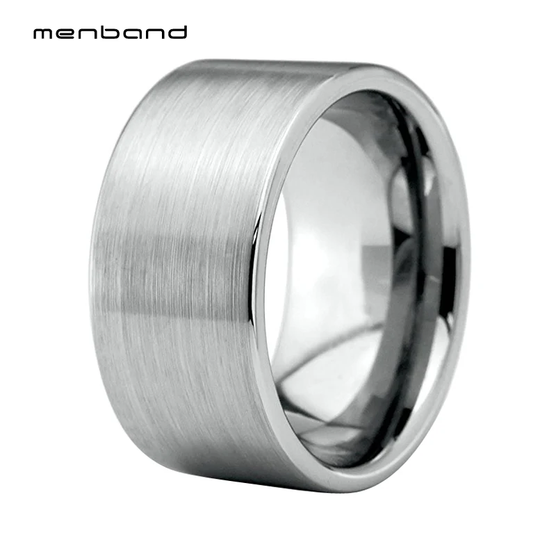 12mm Mens Wedding Bands Tungsten Carbide Jewelry Ring With Brush Finish 