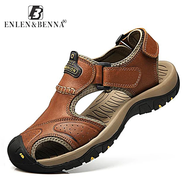 Brand Sport Sandals Men Genuine Leather Sandals Soft Rubber Sole Summer