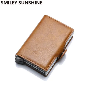 

Top Quality Wallet Men Money Bag Mini Purse Male Vintage Automatical Aluminium Rfid Card Holder Wallet Small Smart Wallet Vallet